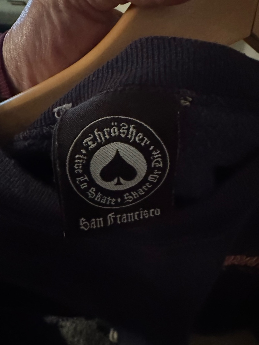 Thrasher Navy Crewneck with Red Logo - Picture 3 of 3